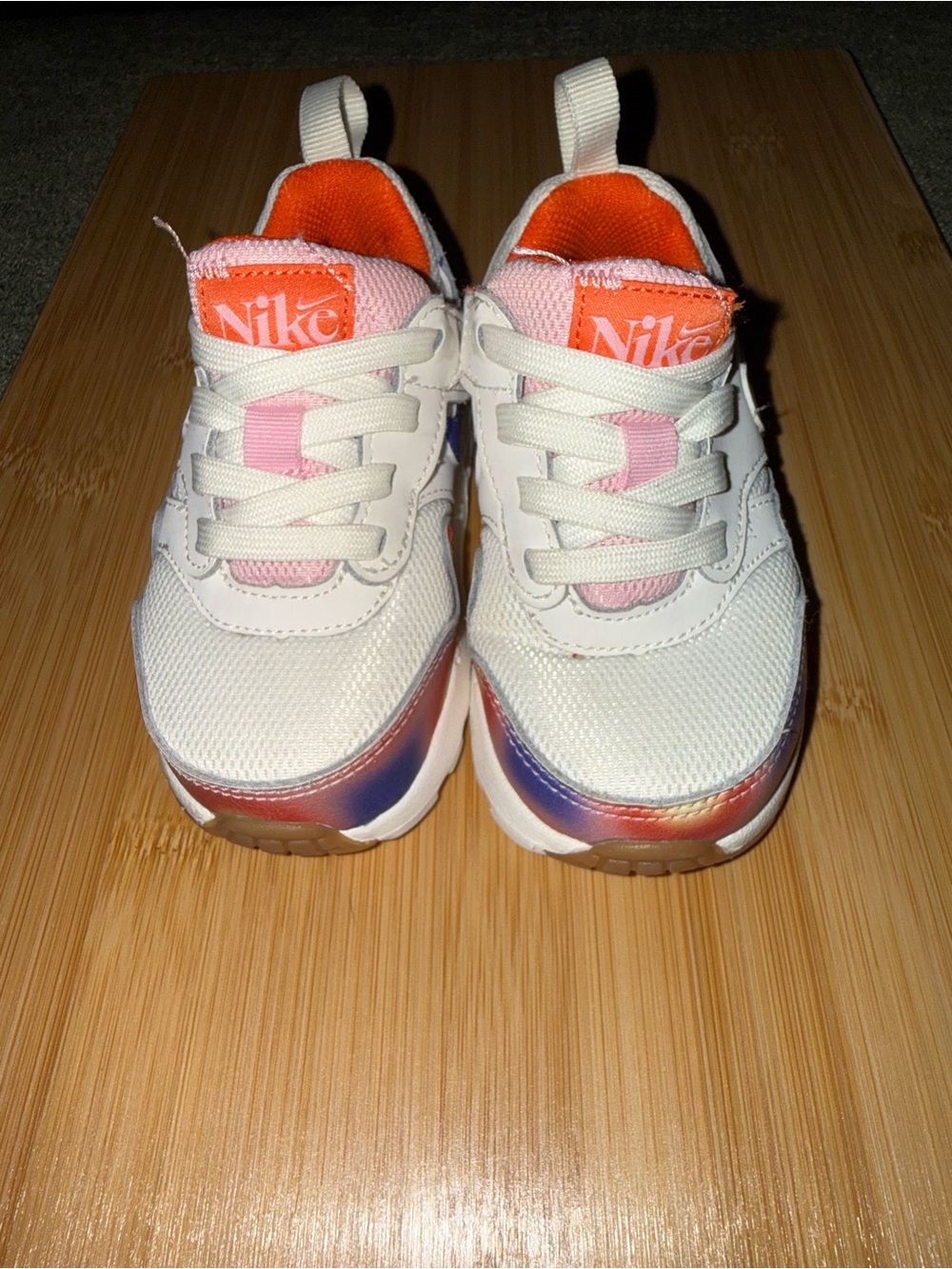 Nike Kids White Pink Orange Gradient Sneakers